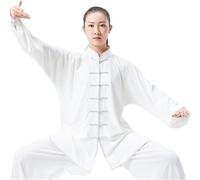 LXLAEOANG Tai Chi Kung Fu Uniforme vêtements Traditionnels Hommes Femmes Adulte Soie décontracté Arts Performance Pratique Wushu(Red Long,3XL)