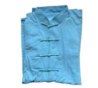 LXLAEOANG Uniforme de Kung Fu Unisexe en Coton mélangé, Costume Tai Chi à Manches Courtes, Uniforme d'exercice du Matin, vêtements(Blue,150CM)