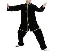 LXLAEOANG Uniformes de Kung Fu Automne et Hiver, vêtements épais Tai Chi, Combinaisons d'entraînement for Arts Martiaux(Black,M)