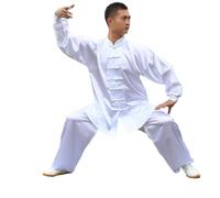 LXLAEOANG Uniformes Traditionnels Tai Chi Kung Fu, Costumes de Danse en Satin for Enfants et Adultes, Costume Wushu Gymnastique du Matin(White,155cm)