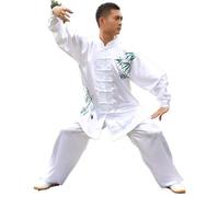 LXLAEOANG Uniformes Traditionnels Tai Chi Kung Fu, Costumes de Danse en Satin for Enfants et Adultes, Costume Wushu Gymnastique du Matin(White 1,155cm)