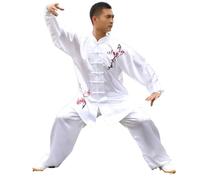LXLAEOANG Uniformes Traditionnels Tai Chi Kung Fu, Costumes de Danse en Satin for Enfants et Adultes, Costume Wushu Gymnastique du Matin(White 2,155cm)