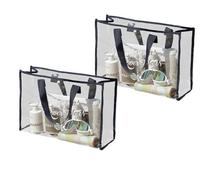 LXLUOO Lot de 2 grands sacs fourre-tout de plage transparents en plastique transparent pour homme et femme, sac étanche pour concerts, jeux de sport, sac fourre-tout de plage transparent