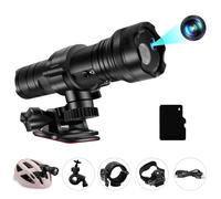 LXMIMI Caméra-Sport HD 1080P Mini DV, Caméra-Moto 120°, Caméra d'action Casque, Caméra Vidéo Sport Vélo Extérieur avec Fonction Lampe de Poche, Carte SD 32GB Incluse