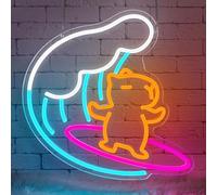Lxmoneon Enseigne lumineuse néon Capybara surfant enseignes lumineuses LED en forme d'animal mignon pour chambre d'enfant, veilleuse Capybara sign amusantes pour chambre d'enfant salle de jeux Cadeau