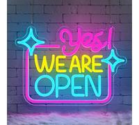 Lxmoneon Oui, nous sommes ouverts Enseigne lumineuse au néon sign magasin LED colorée ouverte pour les entreprises Enseigne murale au néon ouverte à intensité pour café-bar Salon Hôtel Restaurant