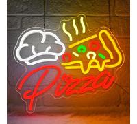 Lxmoneon Pizza Enseigne au néon,Panneaux néon pizza pour décoration mural | USB colorés panneaux en forme de pizza pour entreprise pour maison bar cuisine restaurant pizzeria 37 x 33 cm