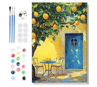 Lxmsja Citronnier Peinture Numero Adulte avec Cadre, Peinture par Numero Cour, Peinture Acrylique Numéro d'art avec 3 Pinceaux, Loisirs Créatifs Adultes, Activité Manuelle, 20x30cm