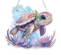 Lxmsja Diamond Painting Tortue de mer Pendentif avec Chaîne - Kit pour Adulte et Enfant, Animaux DIY Diamant Couronne pour Porte Exterieur Jardin Maison Décoration Cadeaux
