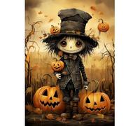 Lxmsja Halloween Diamond Painting Adulte, 5D Diamond Painting éPouvantail, Broderie Diamant Kit Complet, DIY Peinture Diamant Strass Point de Croix Cristal Painting pour Halloween Décoration 30x40cm