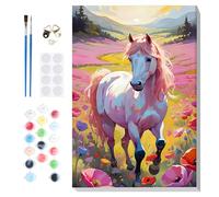 Lxmsja Peinture Numero Enfant Adulte avec Cadre, Cheval Peinture par Numero Adulte, Numéro d'art avec Pinceaux, Loisirs Créatifs Adultes, Activité Manuelle Adulte, 20x30cm