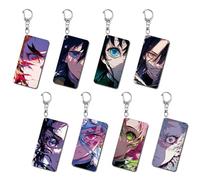 LXMYSHAO Demon Killing Porte Clé Carte Transparente 8 Pièces Demon Killing Figurine Cosplay Keychain Accessoires en Acrylique Coloré