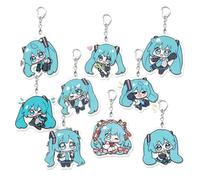 LXMYSHAO HatsuneMikus Porte Clé 9 Pièces, HatsuneMikus Chibi Figurine Cosplay Keychain Pendentif, Porte-clés Accessoires Décoration