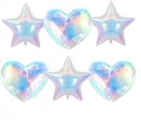 LXONTSG Ballon Aluminium Coeur Étoile, 6pcs Ballon en Forme de Coeur et Étoile, Auto-Scellant, Haute Qualité, Réutilisable, Pour Tous Les Types de Fêtes, Unisex-Adultes