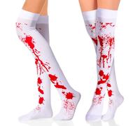 LXONTSG Chaussettes de Sang D'Halloween, 2 Paires Sanglantes Halloween, Bas Blancs Taches Sang