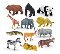 LXONTSG Figurines d'Animaux de Zoo et de Jungle - 12 Pièces en Plastique pour Enfants