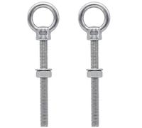 Lxoraziy 2 Pièces Boulon a Oeil Long M10 x 100 mm, Piton à Visser avec Filetage Métrique, Anneau de Levage en 316 Acier Inoxydable Avec Rondelles et Ecrous Hexagonaux, pour Fixation et Suspension