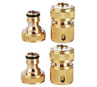 Lxoraziy 4 Pièces Connecteur de Tuyau D'arrosage, 1/2" Accords Rapide Tuyau d'arrosage en Laiton, Raccord Tuyau d'Arrosage Laiton Quick Connectors, pour D'irrigation D'arrosage