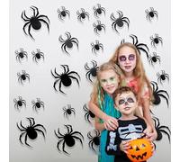 Lxoraziy Ensemble de 24 Pièces d'Autocollants Muraux Araignée 3D pour Halloween avec Adhésif, Araignées en Plastique Noir pour Décoration Murale, Décorations Effrayantes, Accessoires de Fête DIY