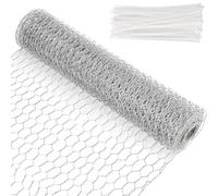 Lxoraziy Grillage à Poule, Fil Hexagonal Galvanisé 40 cm x 15 m, Grillage Fin pour Lapin, Grillage Poulailler Maille Hexagonal avec 50 Liens Blancs pour Décoration d'intérieur, Jardinage