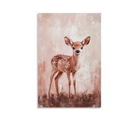 LXPPLSYY A Baby Deer Stands Timidly on A Blush-toned Background, Wide-eyed Against The Soft Palette of Woodland Grace. Décoration murale moderne à suspendre, 30 x 45 cm
