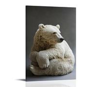 LXPPLSYY A Grizzly Bear Reclines Peacefully on A Muted Stone Grey Background, Fur Textured Like Soft Shadows in still air. Décoration murale moderne à suspendre, affiche d'art à suspendre, 50 x 75 cm
