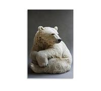 LXPPLSYY A Grizzly Bear Reclines Peacefully on A Muted Stone Grey Background, Fur Textured Like Soft Shadows in still air. Décoration murale moderne à suspendre, 40 x 60 cm