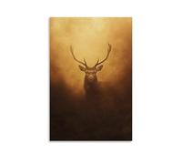 LXPPLSYY A Regal Stag Turnning in Soft Autumn Light, Antlers Gravé dans de longs traits délicats Contre un ciel de brumeux Décoration murale moderne à suspendre Poster 20 x 30 cm