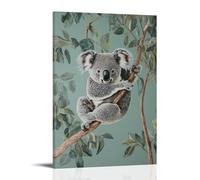 LXPPLSYY Décoration murale moderne à suspendre à une branche invisible sur un fond vert eucalyptus discret 40 x 60 cm