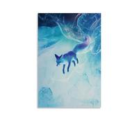 LXPPLSYY Décoration murale moderne à suspendre avec inscription « A Fox Trailing Ribbons of Aurora behind it Leaping Through The Ice covered Sky » (30 x 45 cm)