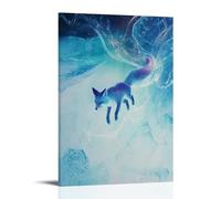 LXPPLSYY Décoration murale moderne à suspendre avec inscription « A Fox Trailing Ribbons of Aurora behind it Leaping Through The Ice covered Sky » (30 x 45 cm)