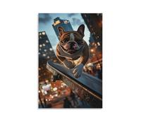 LXPPLSYY Décoration murale moderne à suspendre avec un bulldog grinding a rail in a bustling city skatepark at Dusk 50 x 75 cm