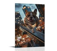 LXPPLSYY Décoration murale moderne à suspendre avec un bulldog grinding a rail in a bustling city skatepark at Dusk 50 x 75 cm