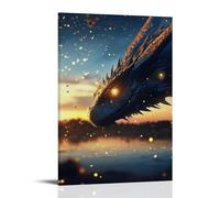 LXPPLSYY Décoration murale moderne à suspendre avec un dragon crépusculaire qui s'étend à travers l'horizon comme des lucioles - 40 x 60 cm