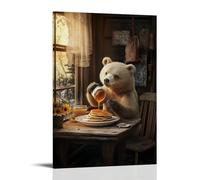 LXPPLSYY Décoration murale moderne à suspendre avec un ours versant du miel sur des crêpes dans une ferme confortable des années 1920 (20 x 30 cm)