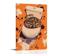 LXPPLSYY Décoration murale moderne à suspendre avec un serpent enveloppé autour du siège de toilette, écrémage d'une bande dessinée, fond orange propre, 60 x 90 cm
