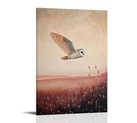 LXPPLSYY Décoration murale moderne à suspendre Motif chouette effraie glissant au-dessus des champs invisibles, ailes se brossant contre un horizon lavande lisse 20 x 30 cm