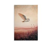 LXPPLSYY Décoration murale moderne à suspendre Motif chouette effraie glissant au-dessus des champs invisibles, ailes se brossant contre un horizon lavande lisse 50 x 75 cm