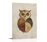 LXPPLSYY Décoration murale moderne à suspendre Motif hibou minimaliste formé par des cercles superposés dans des tons de terre sourds 50 x 75 cm