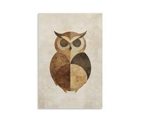 LXPPLSYY Décoration murale moderne à suspendre Motif hibou minimaliste formé par des cercles superposés dans des tons de terre sourds 30 x 45 cm