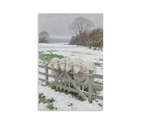 LXPPLSYY Décoration murale moderne à suspendre Motif mouton se blottissant ensemble pour la chaleur à l'intérieur de la clôture 40 x 60 cm