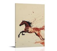 LXPPLSYY Décoration murale moderne à suspendre représentant un cheval au galop par des vents invisibles, son corps de châtaignier peint contre un ciel crème plat 50 x 75 cm
