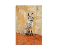 LXPPLSYY Décoration murale moderne à suspendre représentant un renard du désert perché sur un sol orange rouille/oreilles hautes comme des balises jumelles dans le silence sans vent. 50 x 75 cm