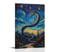 LXPPLSYY Décoration murale moderne à suspendre représentant un serpent de rêve peint dans la poussière d'étoiles 60 x 90 cm