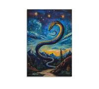 LXPPLSYY Décoration murale moderne à suspendre représentant un serpent de rêve peint dans la poussière d'étoiles 60 x 90 cm