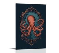 LXPPLSYY Poster mural à suspendre style tatouage pieuvre avec tous les tentacules dans le miroir 20 x 30 cm