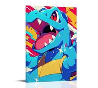 LXPPLSYY Poster Pokémon Totodile énergétique contre un magnifique arrière-plan Décoration murale moderne à suspendre 60 x 90 cm