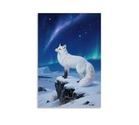 LXPPLSYY Renard arctique sous le ciel étoilé, décoration murale moderne à suspendre à la lumière des étoiles, 30 x 45 cm