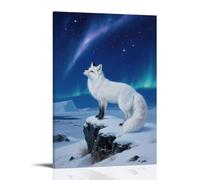 LXPPLSYY Renard arctique sous le ciel étoilé, décoration murale moderne à suspendre à la lumière des étoiles, 60 x 90 cm
