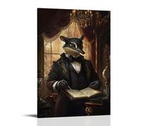 LXPPLSYY Rideaux en velours représentant un banquier d'ornithorynque, un banquier en équilibrant des livres sous des lustres à gaz et des rideaux en velours - Décoration murale moderne à suspendre